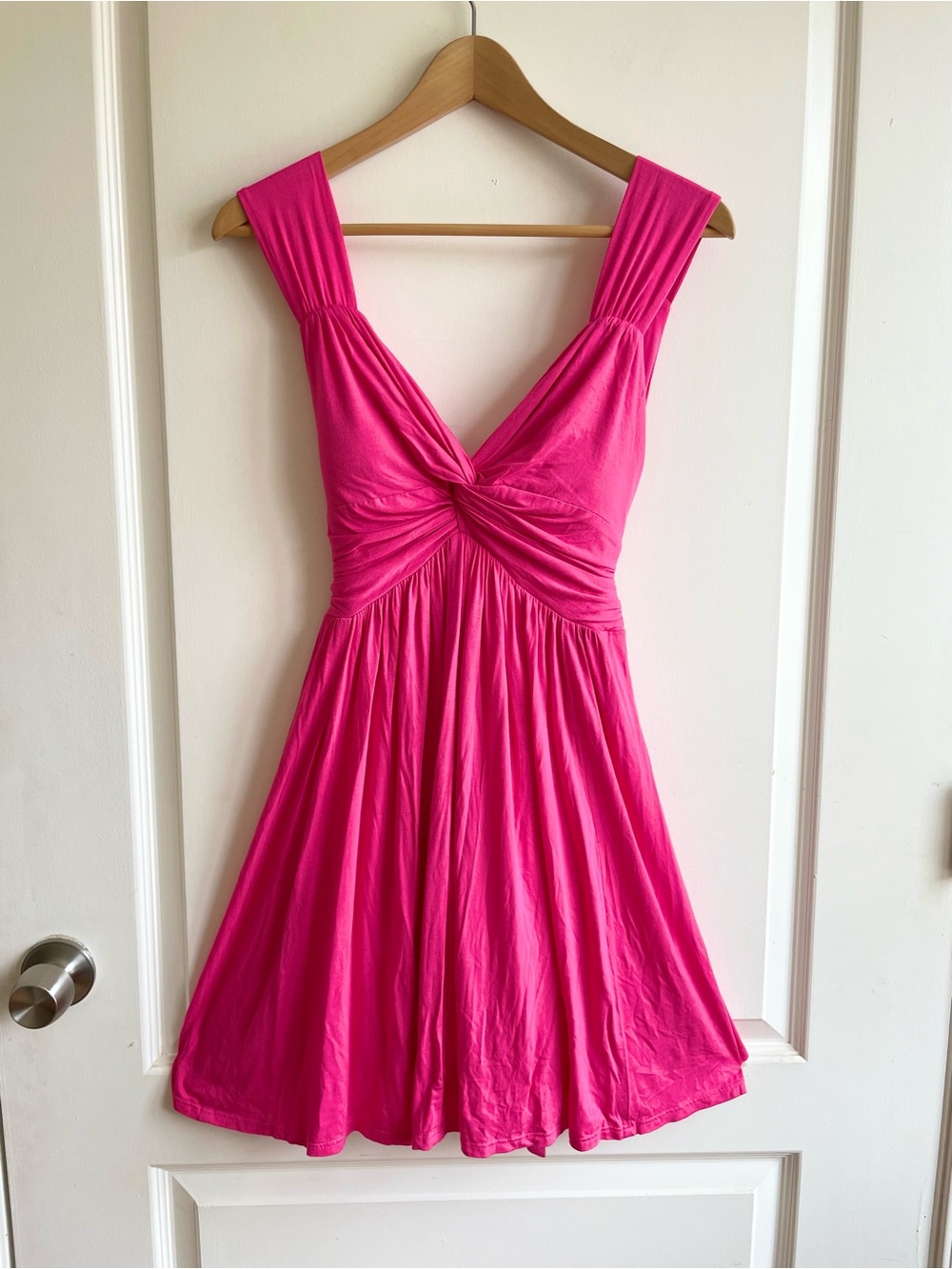 Y2K Pink Babydoll Mini Dress Size Small Tie Back Ruched 2000s